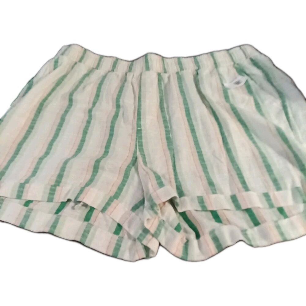 Linen Blend Old Navy Green Striped Shorts Size 3X NWT Beach Summer Vacation